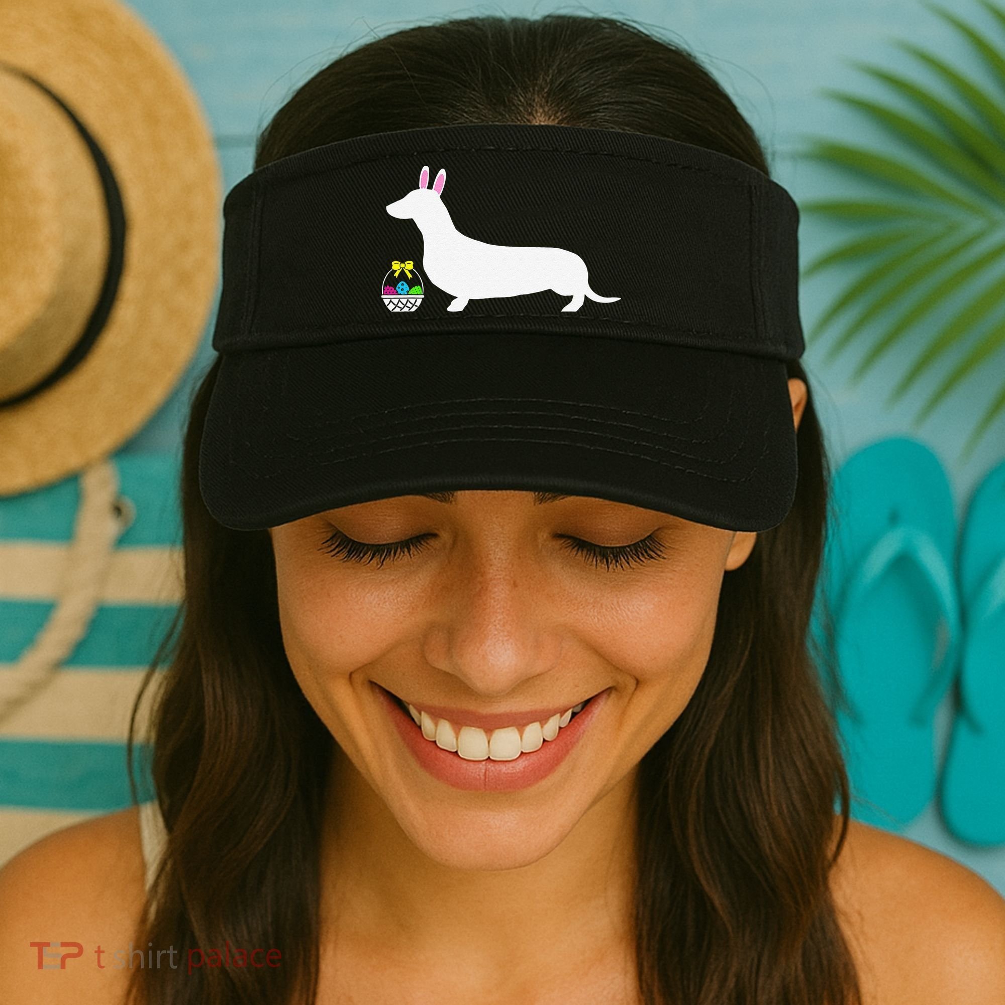 Dachshund Easter Bunny Dog Silhouette Visor