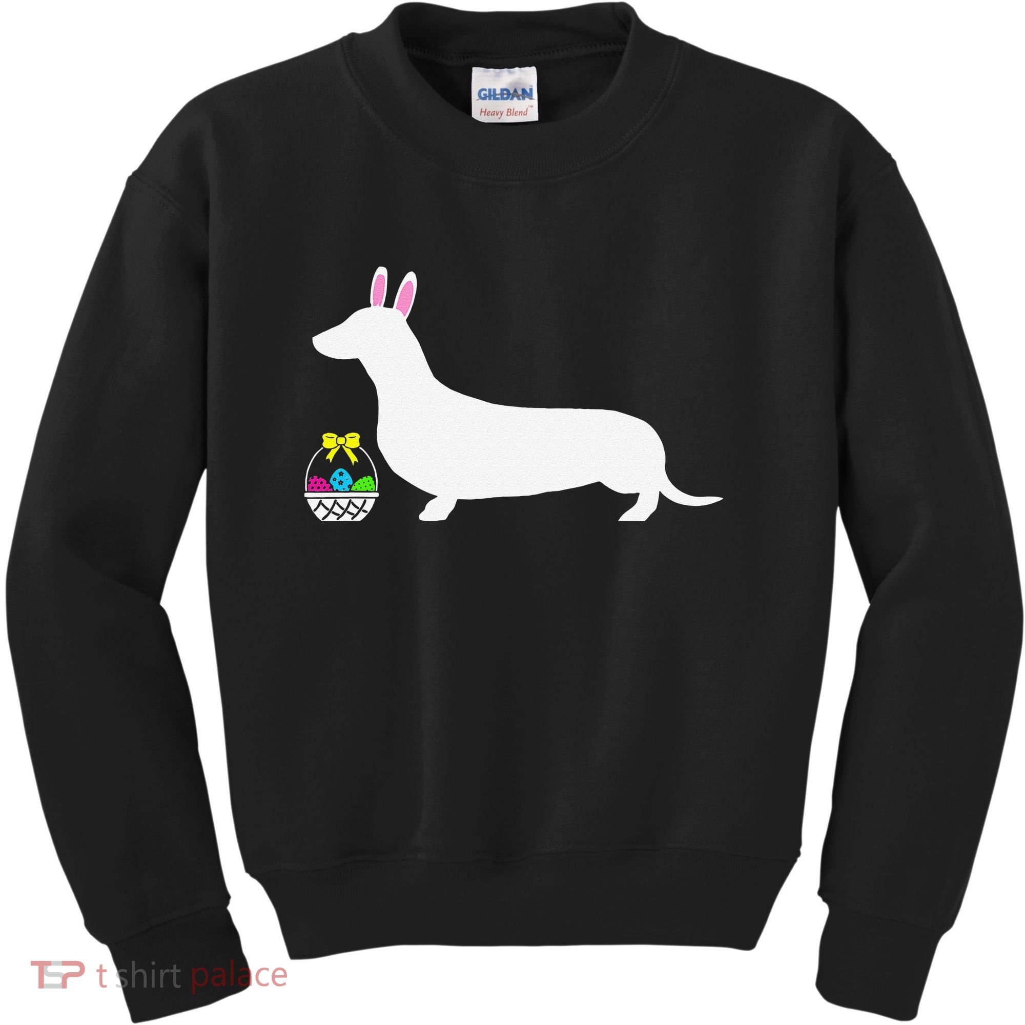 Dachshund Easter Bunny Dog Silhouette Kids Sweatshirt