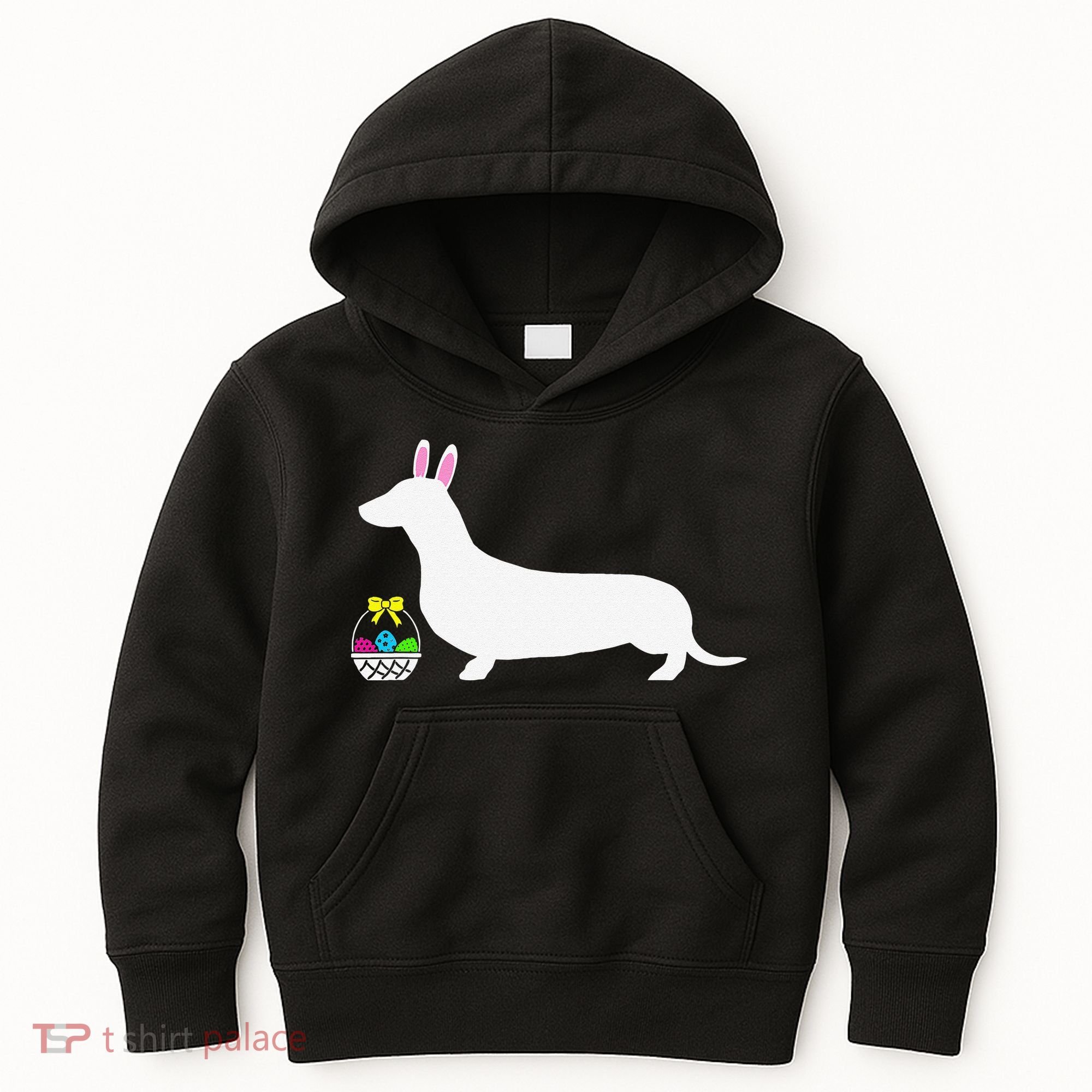 Dachshund Easter Bunny Dog Silhouette Kids Hoodie