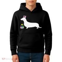Dachshund Easter Bunny Dog Silhouette Kids Hoodie thumb 4