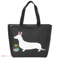 Dachshund Easter Bunny Dog Silhouette Tote Bag thumb 0