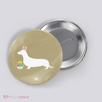 Dachshund Easter Bunny Dog Silhouette Button