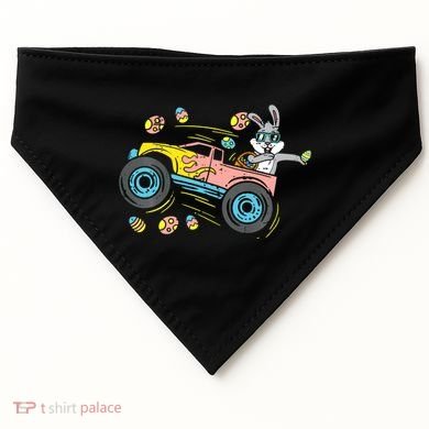 Dabbing Easter Bunny Happy Easter Monster Truck Lovers USA-Made Doggie Bandana