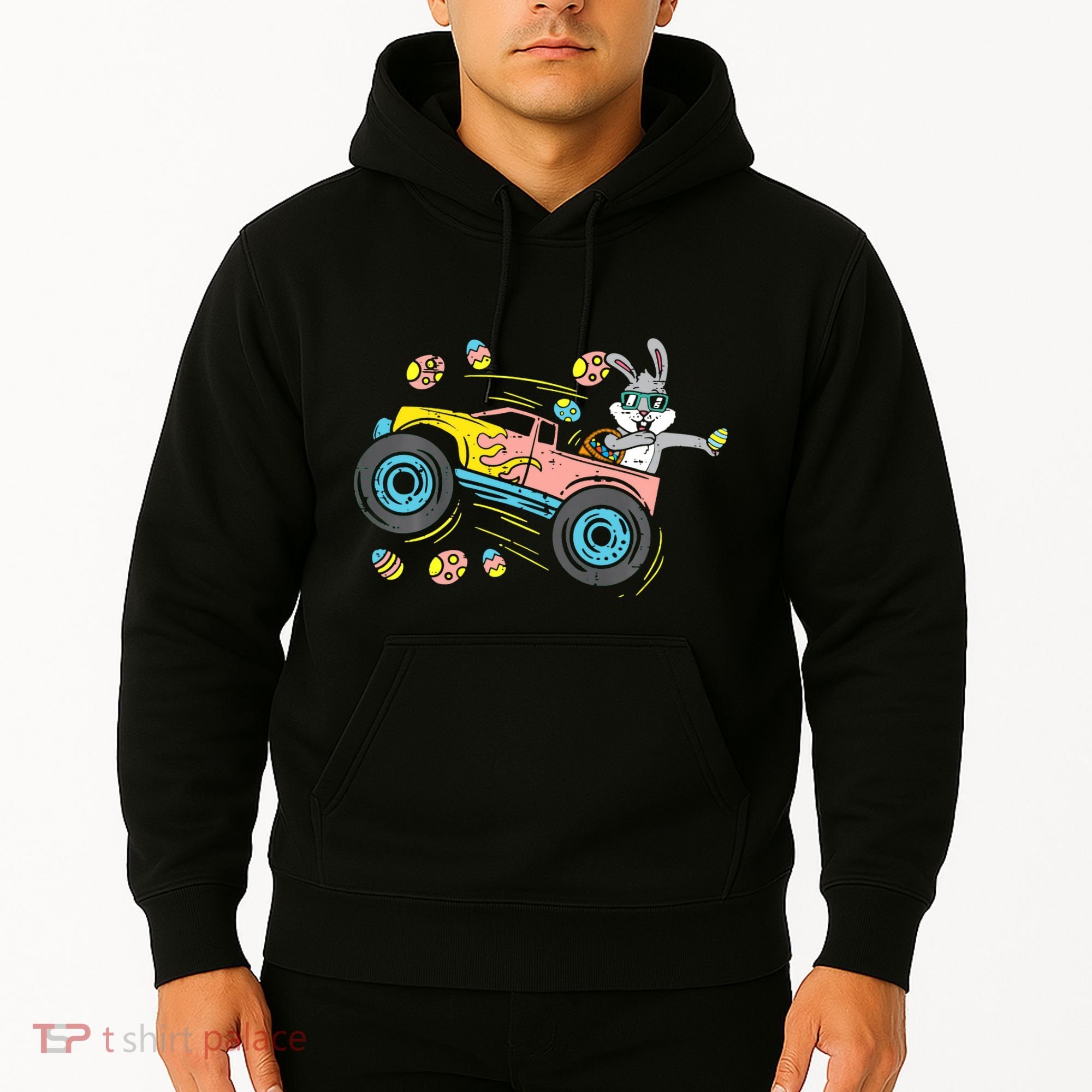 Dabbing Easter Bunny Happy Easter Monster Truck Lovers Hoodie