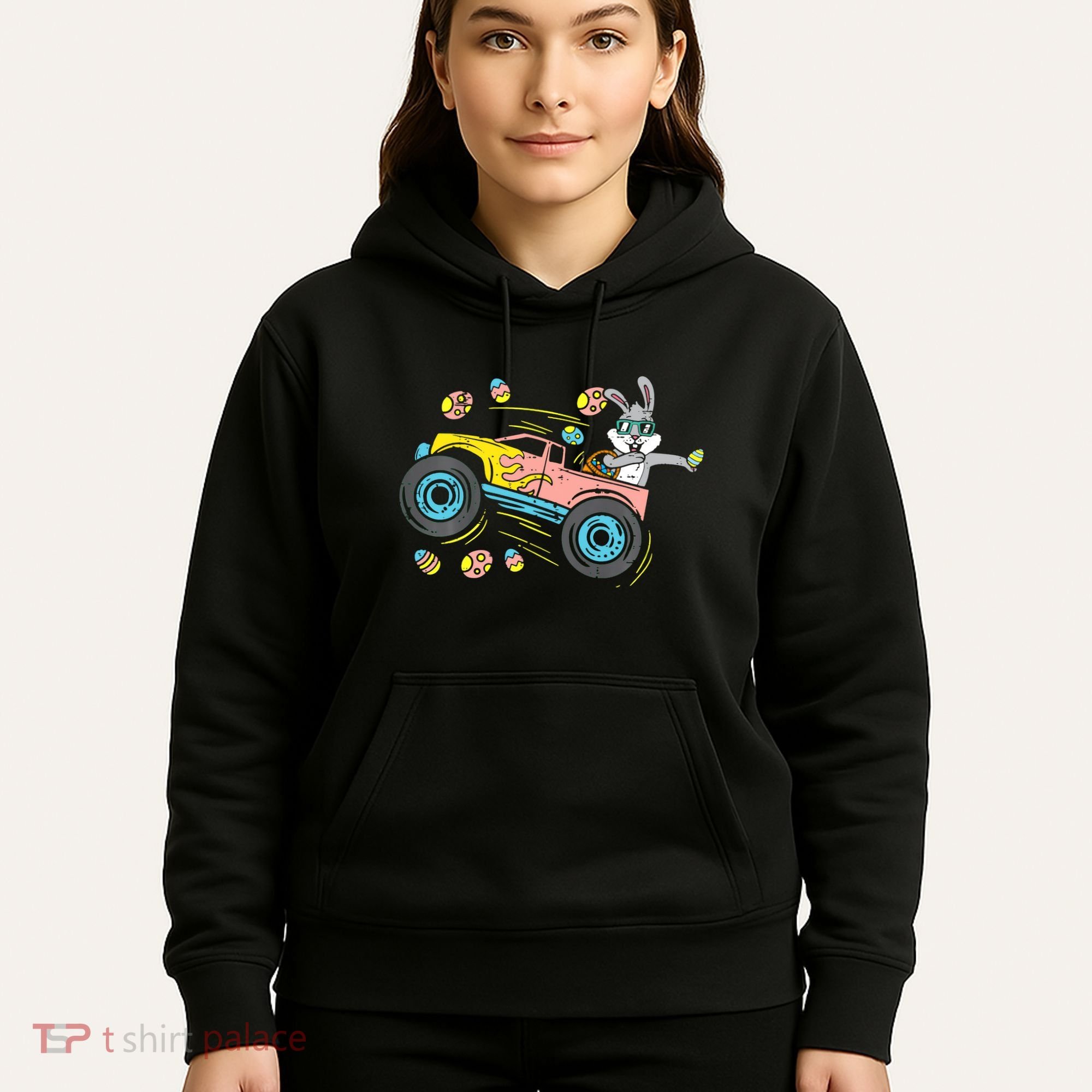 Dabbing Easter Bunny Happy Easter Monster Truck Lovers Hoodie