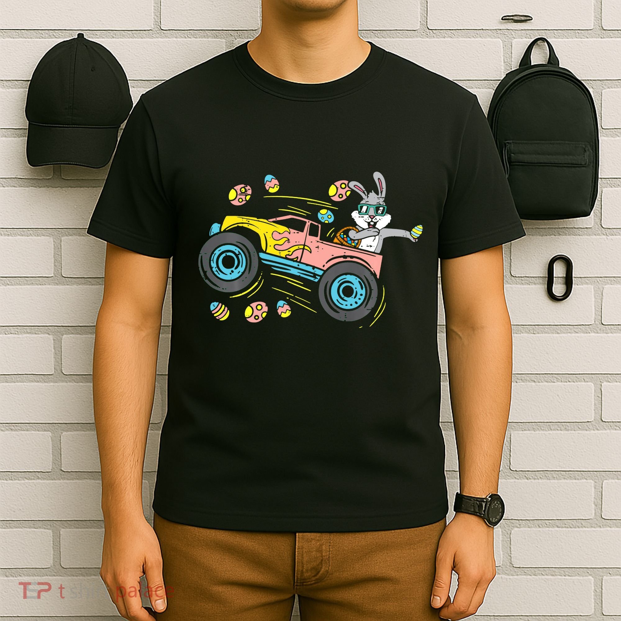 Dabbing Easter Bunny Happy Easter Monster Truck Lovers T-Shirt