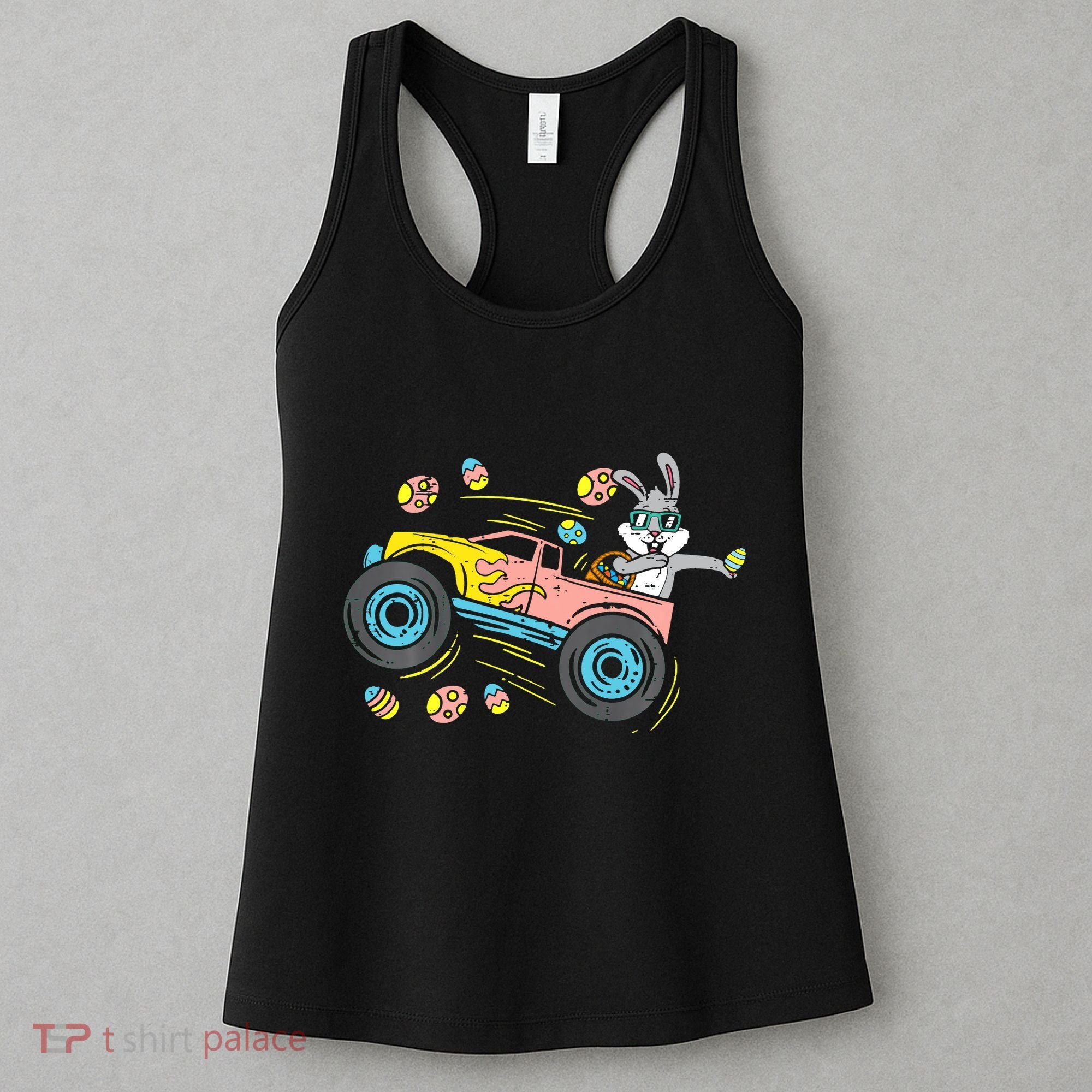 Dabbing Easter Bunny Happy Easter Monster Truck Lovers Women's Tank Top