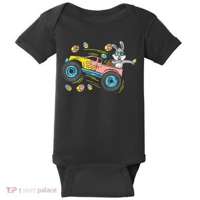 Dabbing Easter Bunny Happy Easter Monster Truck Lovers Baby Bodysuit