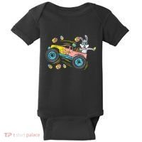 Dabbing Easter Bunny Happy Easter Monster Truck Lovers Baby Bodysuit thumb 0