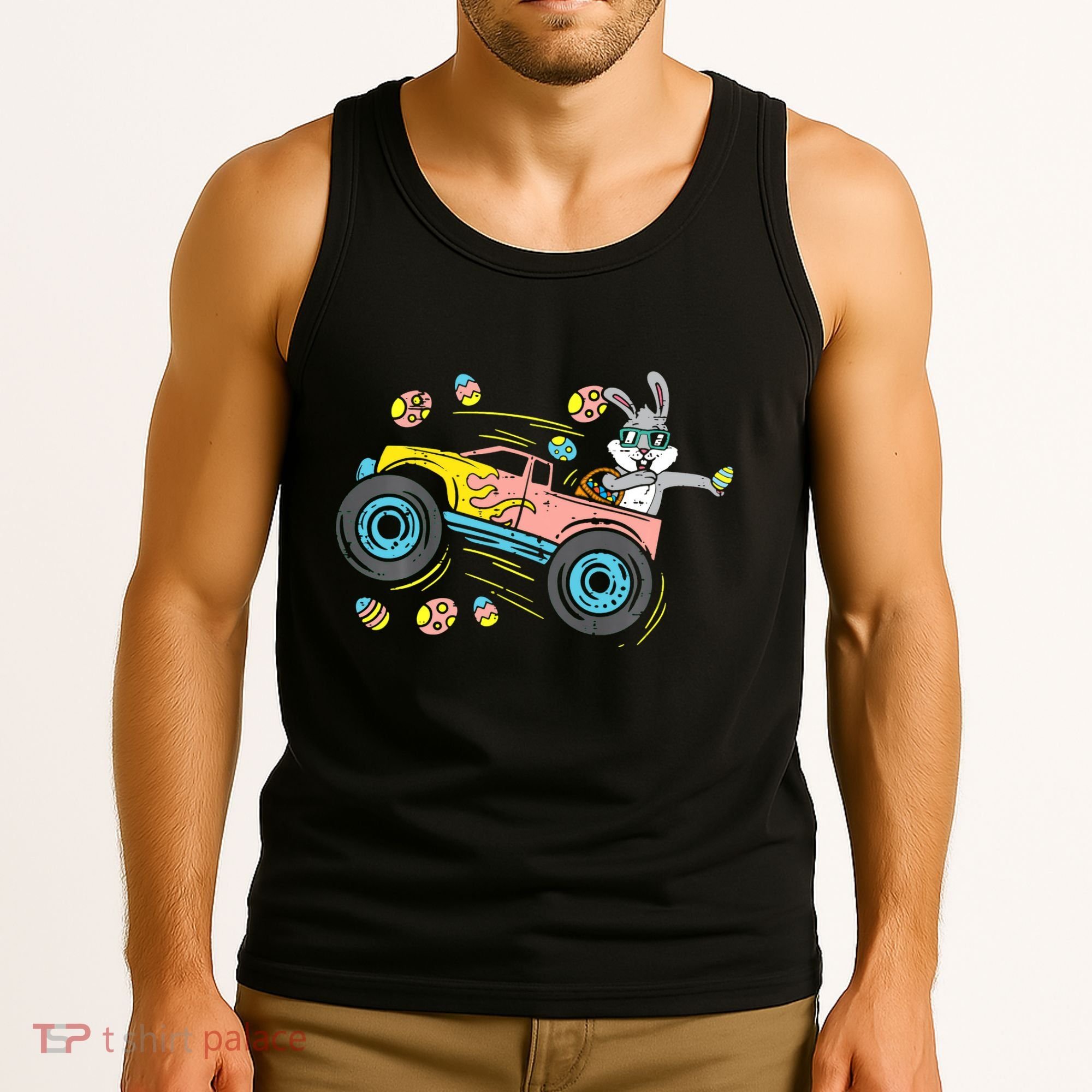 Dabbing Easter Bunny Happy Easter Monster Truck Lovers Tank Top