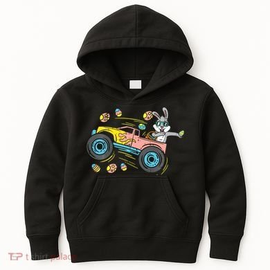 Dabbing Easter Bunny Happy Easter Monster Truck Lovers Kids Hoodie
