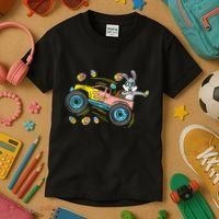 Dabbing Easter Bunny Happy Easter Monster Truck Lovers Kids T-Shirt thumb 3