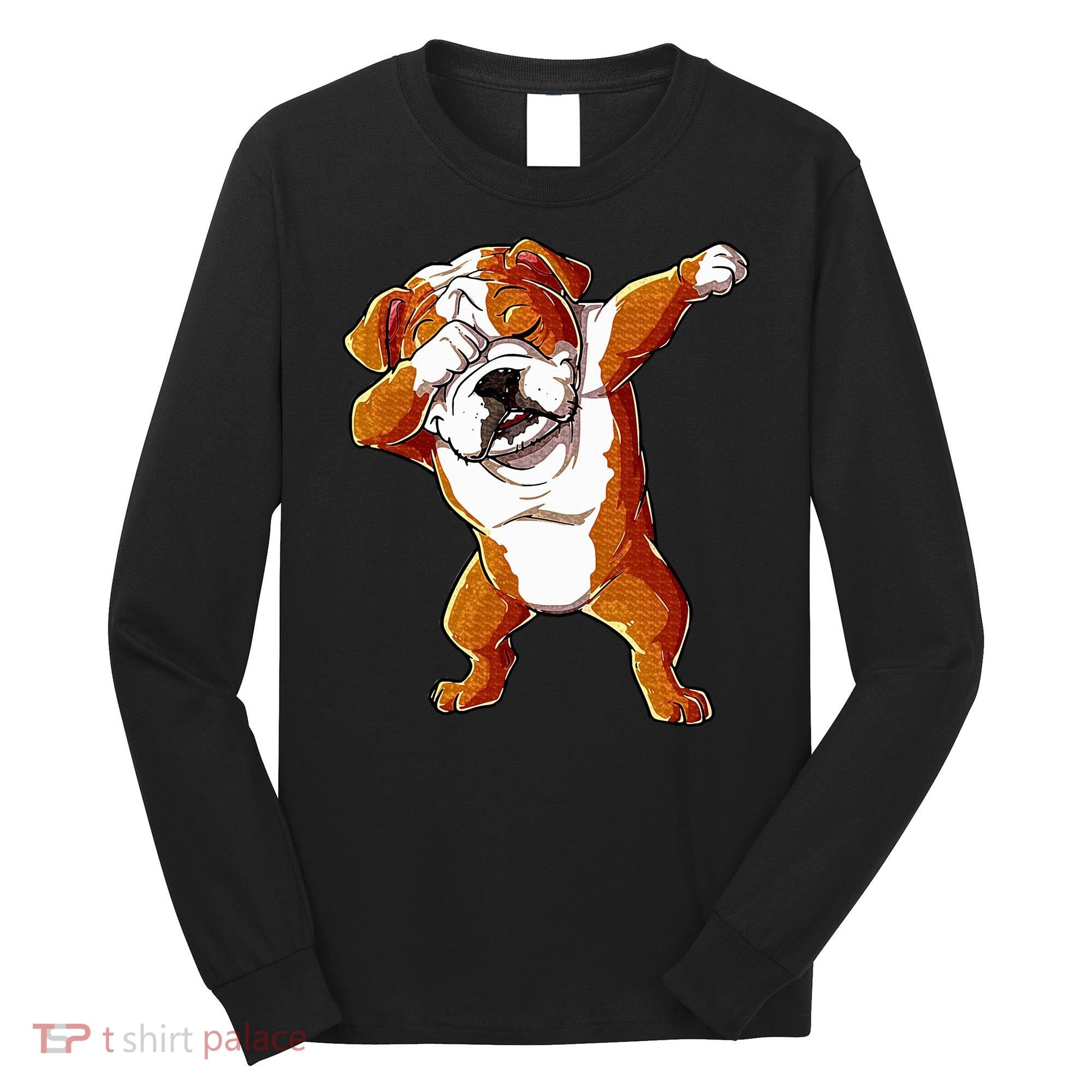 Dabbing English Bulldog Boy Dab Dance Puppy Lover Long Sleeve Shirt