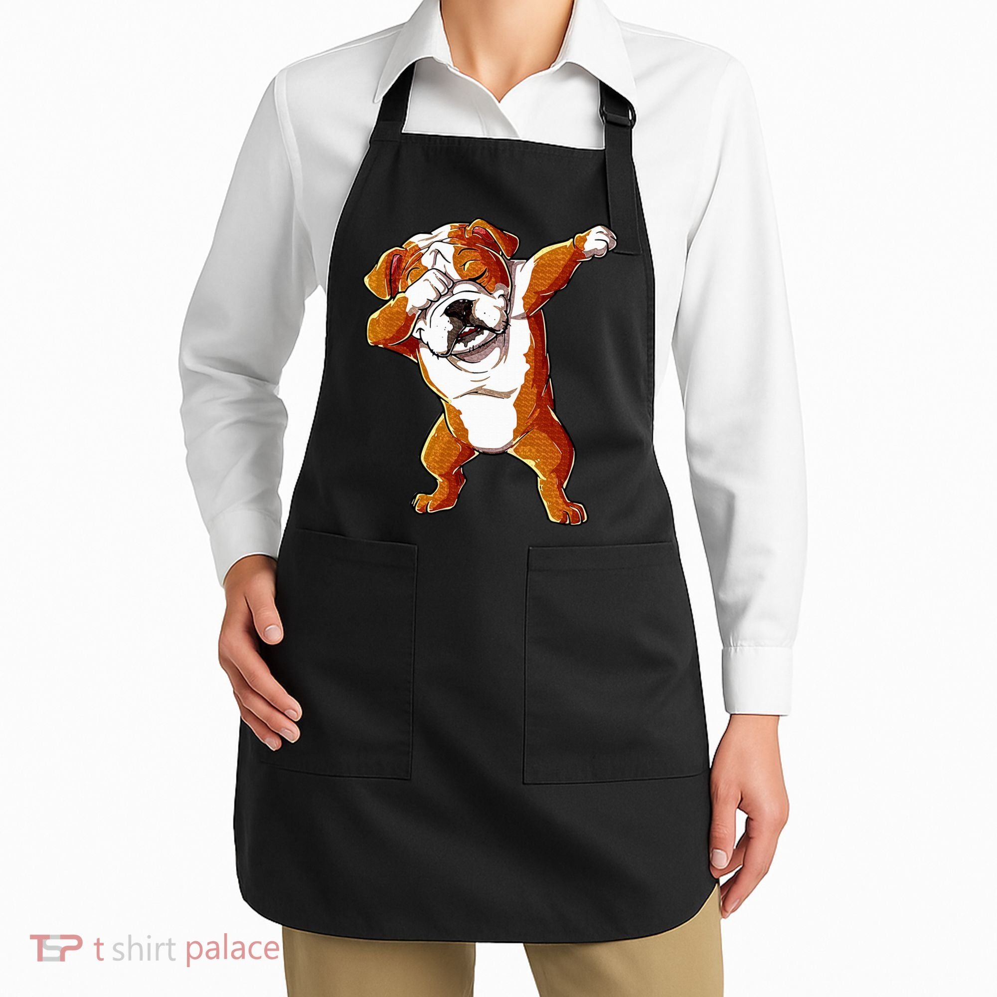 Dabbing English Bulldog Boy Dab Dance Puppy Lover Apron