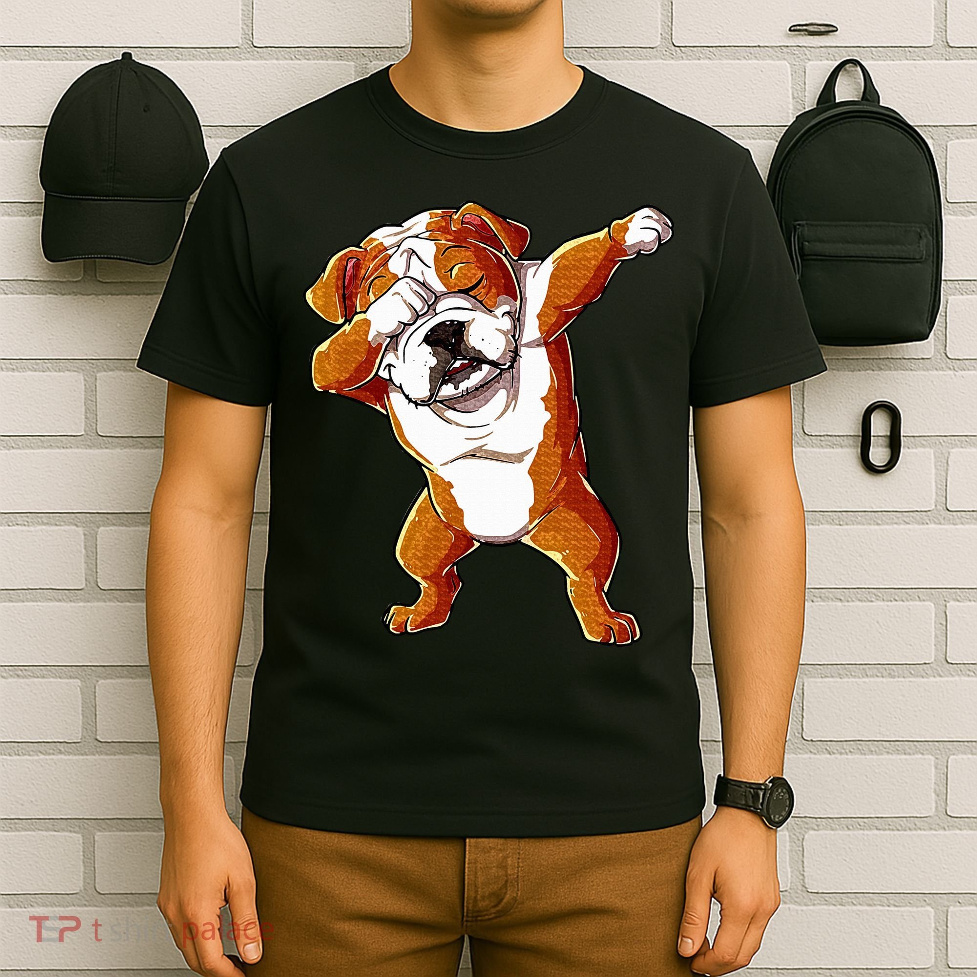 Dabbing English Bulldog Boy Dab Dance Puppy Lover T-Shirt