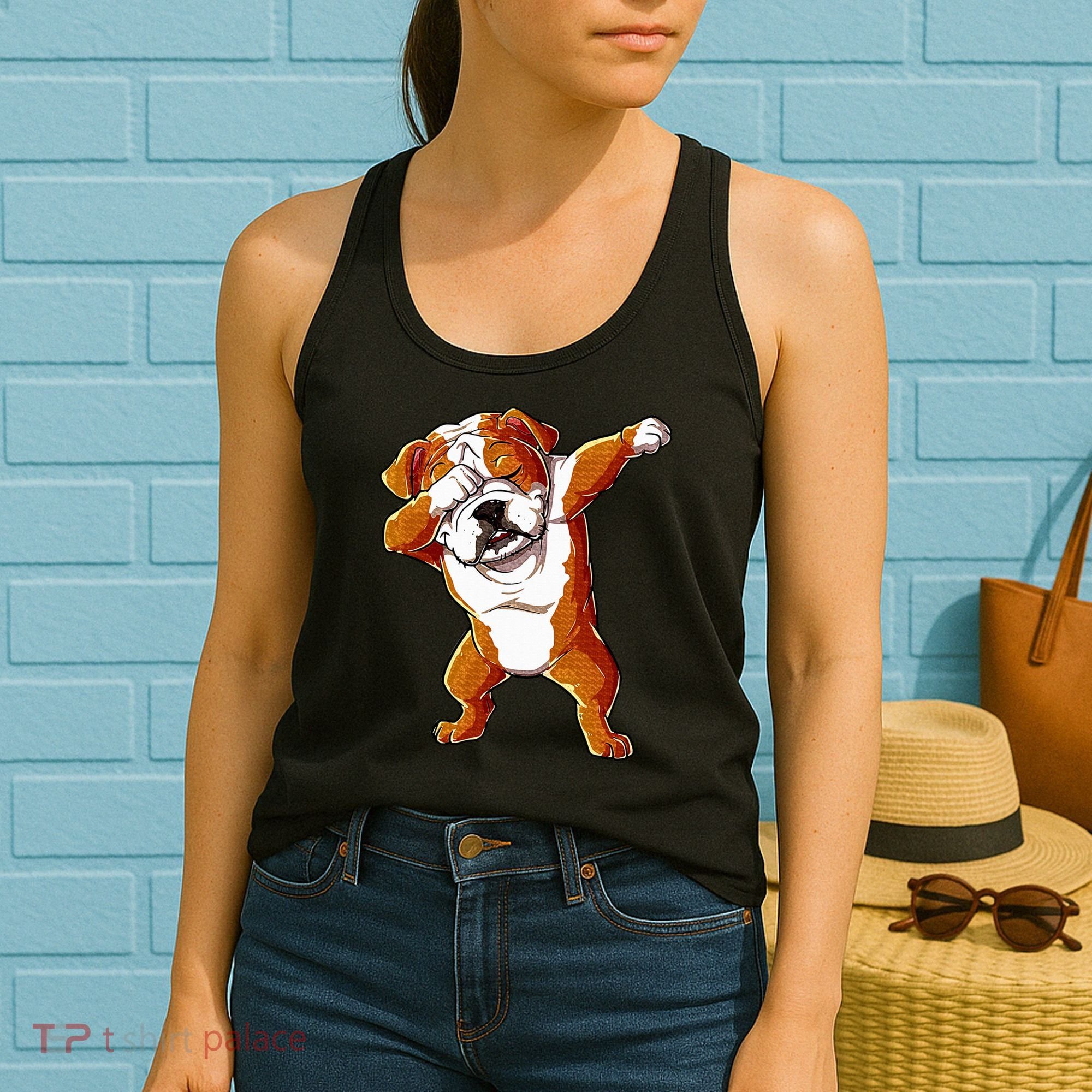 Dabbing English Bulldog Boy Dab Dance Puppy Lover Women's Tank Top