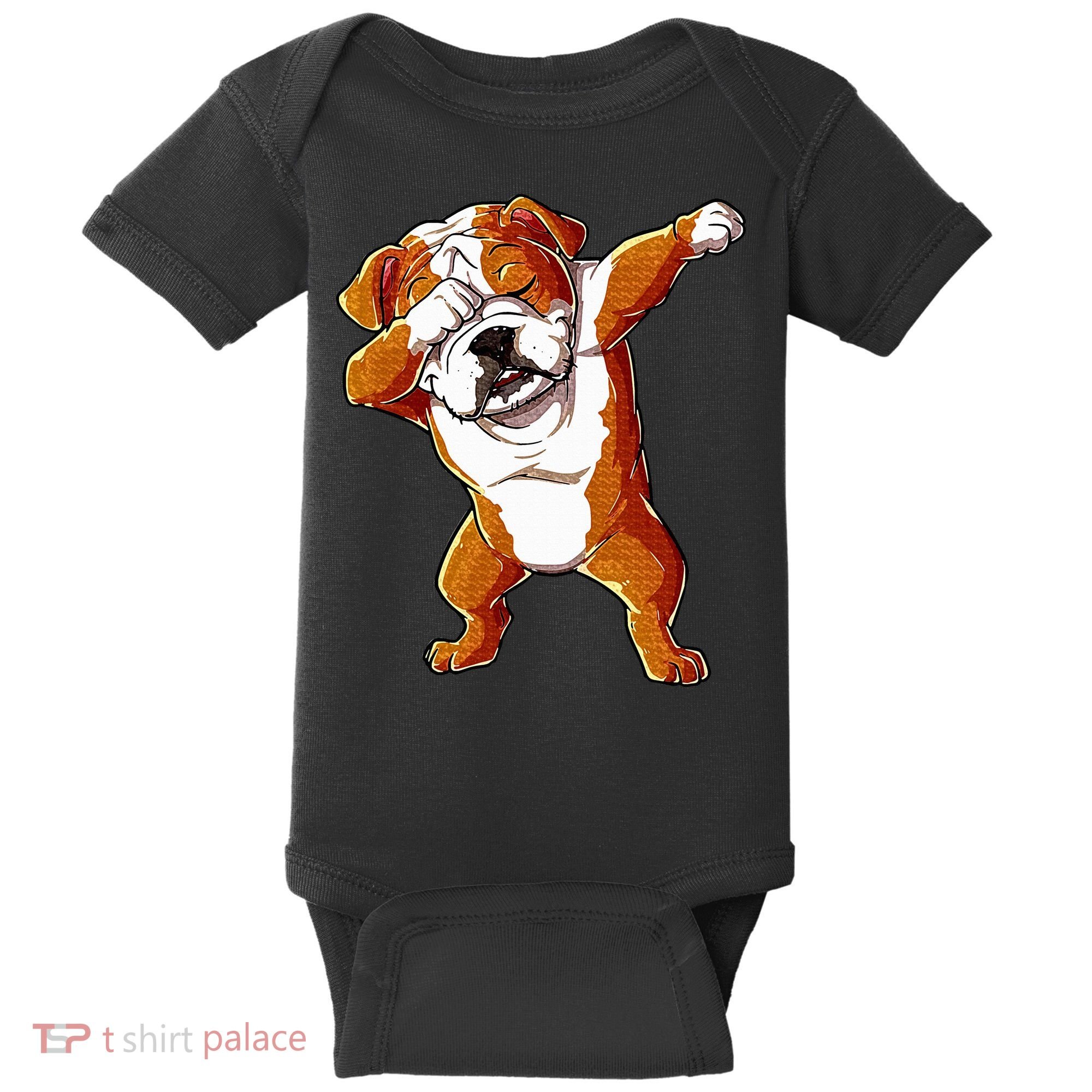 Dabbing English Bulldog Boy Dab Dance Puppy Lover Baby Bodysuit
