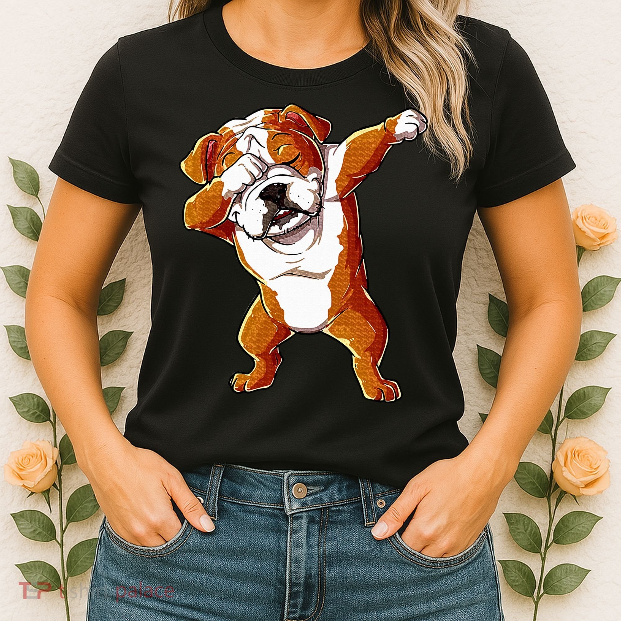 Dabbing English Bulldog Boy Dab Dance Puppy Lover Women's T-Shirt