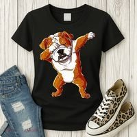 Dabbing English Bulldog Boy Dab Dance Puppy Lover Women's T-Shirt thumb 3