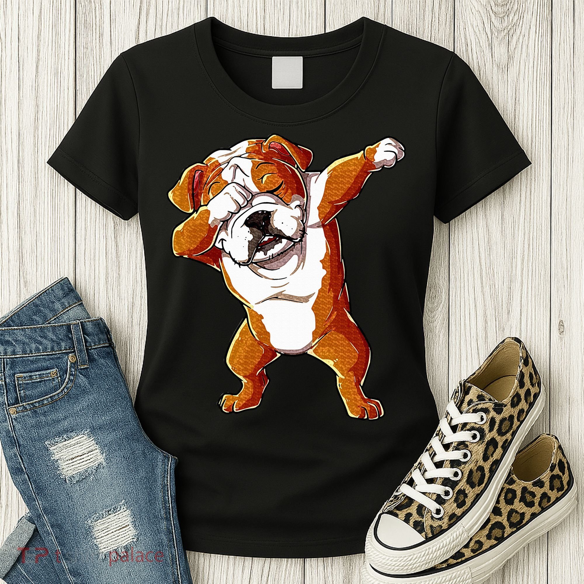Dabbing English Bulldog Boy Dab Dance Puppy Lover Women's T-Shirt