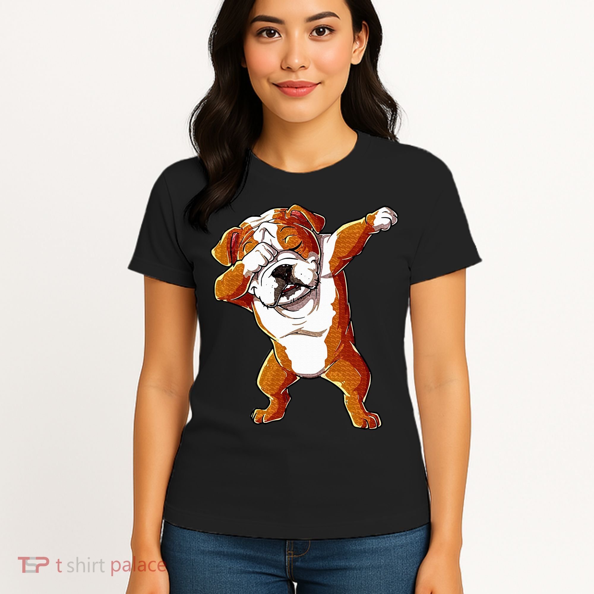 Dabbing English Bulldog Boy Dab Dance Puppy Lover Women's T-Shirt
