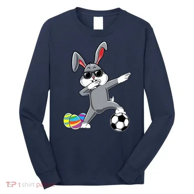 Dabbing Easter Bunny Rabbit Dab Soccer Player Long Sleeve Shirt