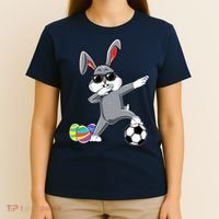Dabbing Easter Bunny Rabbit Dab Soccer Player T-Shirt thumb 4