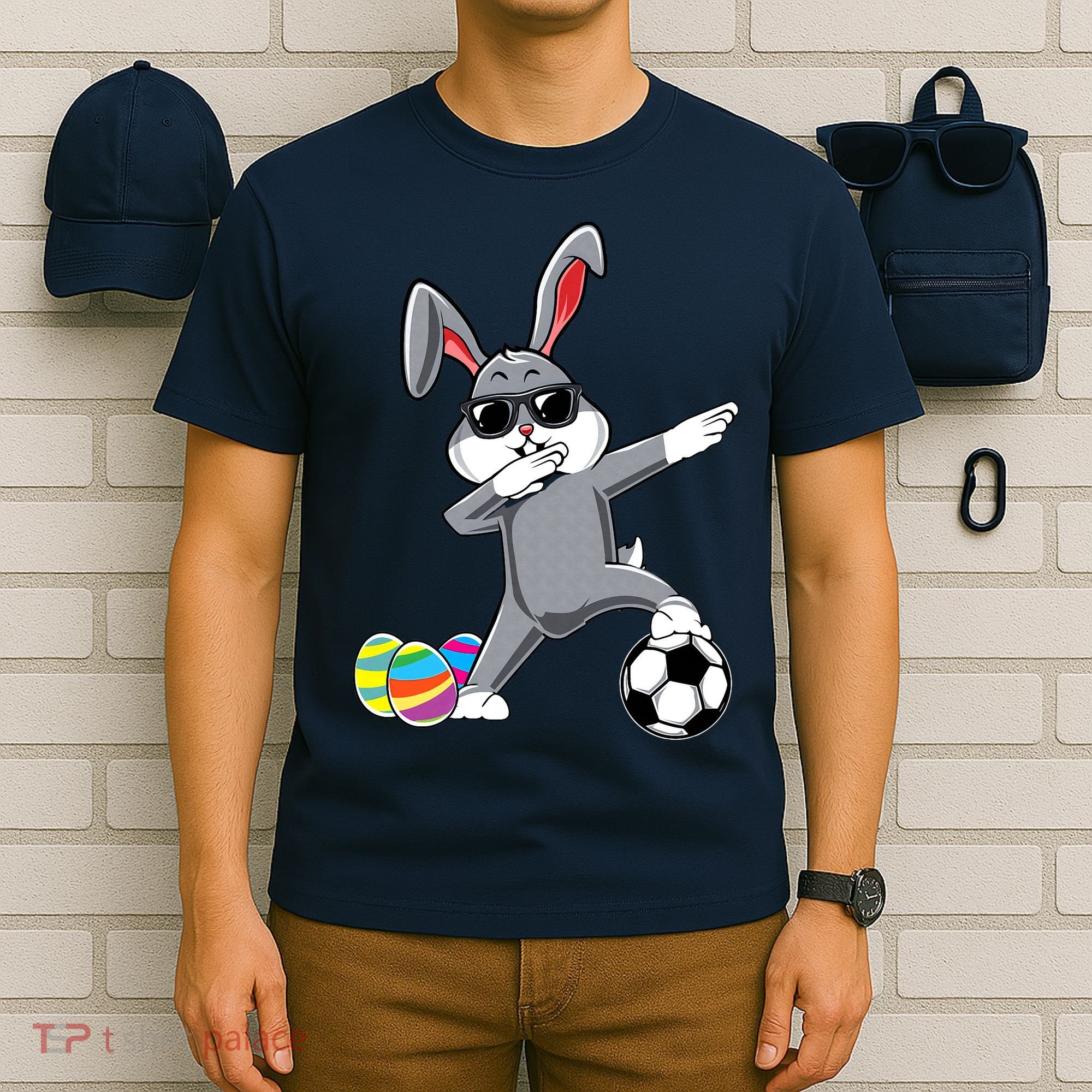 Dabbing Easter Bunny Rabbit Dab Soccer Player T-Shirt