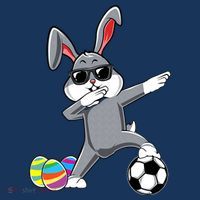Dabbing Easter Bunny Rabbit Dab Soccer Player T-Shirt thumb 7