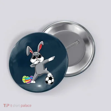 Dabbing Easter Bunny Rabbit Dab Soccer Player Button