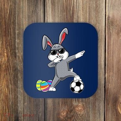 Dabbing Easter Bunny Rabbit Dab Soccer Player Coaster