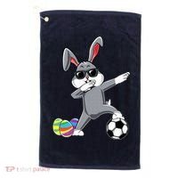 Dabbing Easter Bunny Rabbit Dab Soccer Player Golf Towel thumb 0