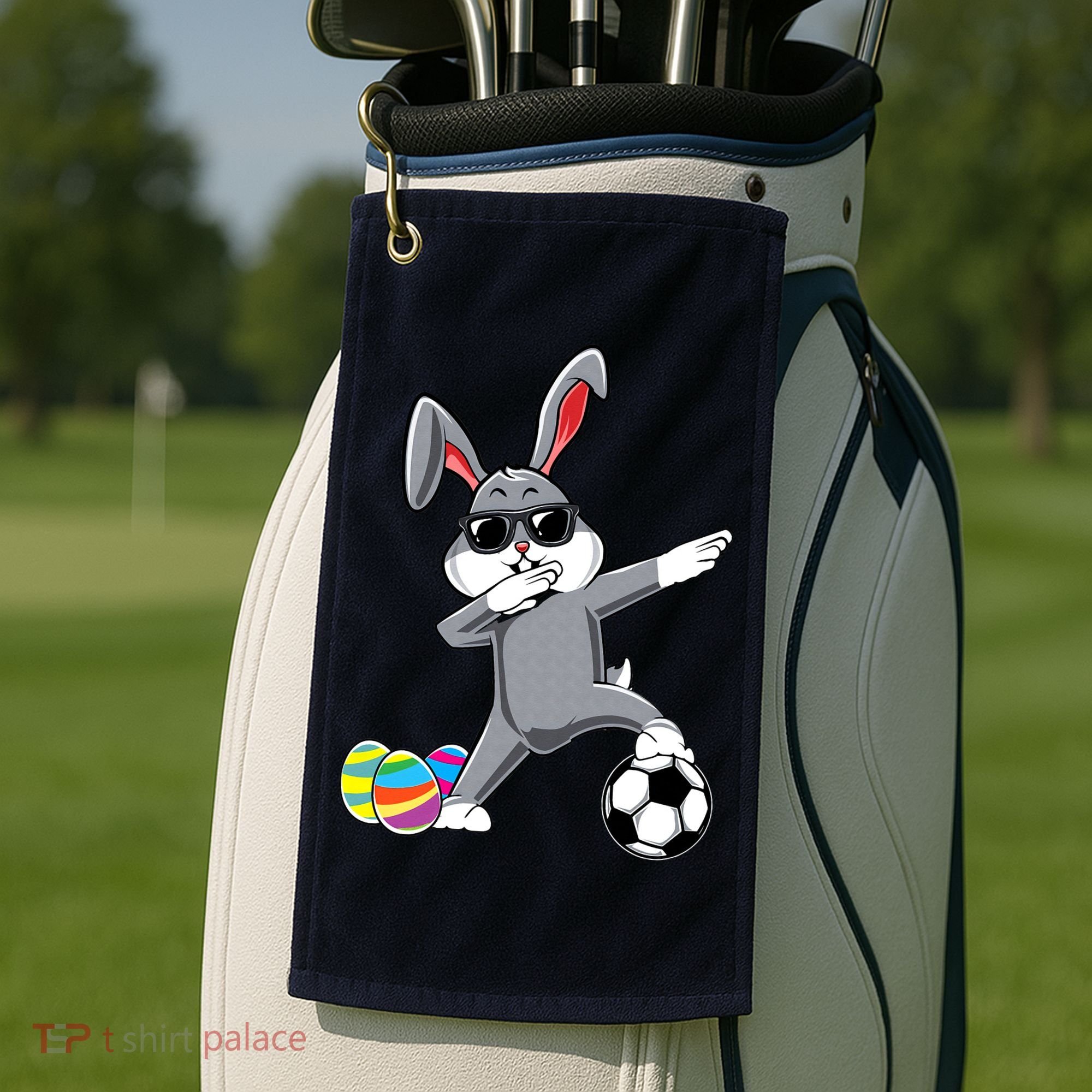 Dabbing Easter Bunny Rabbit Dab Soccer Player Golf Towel
