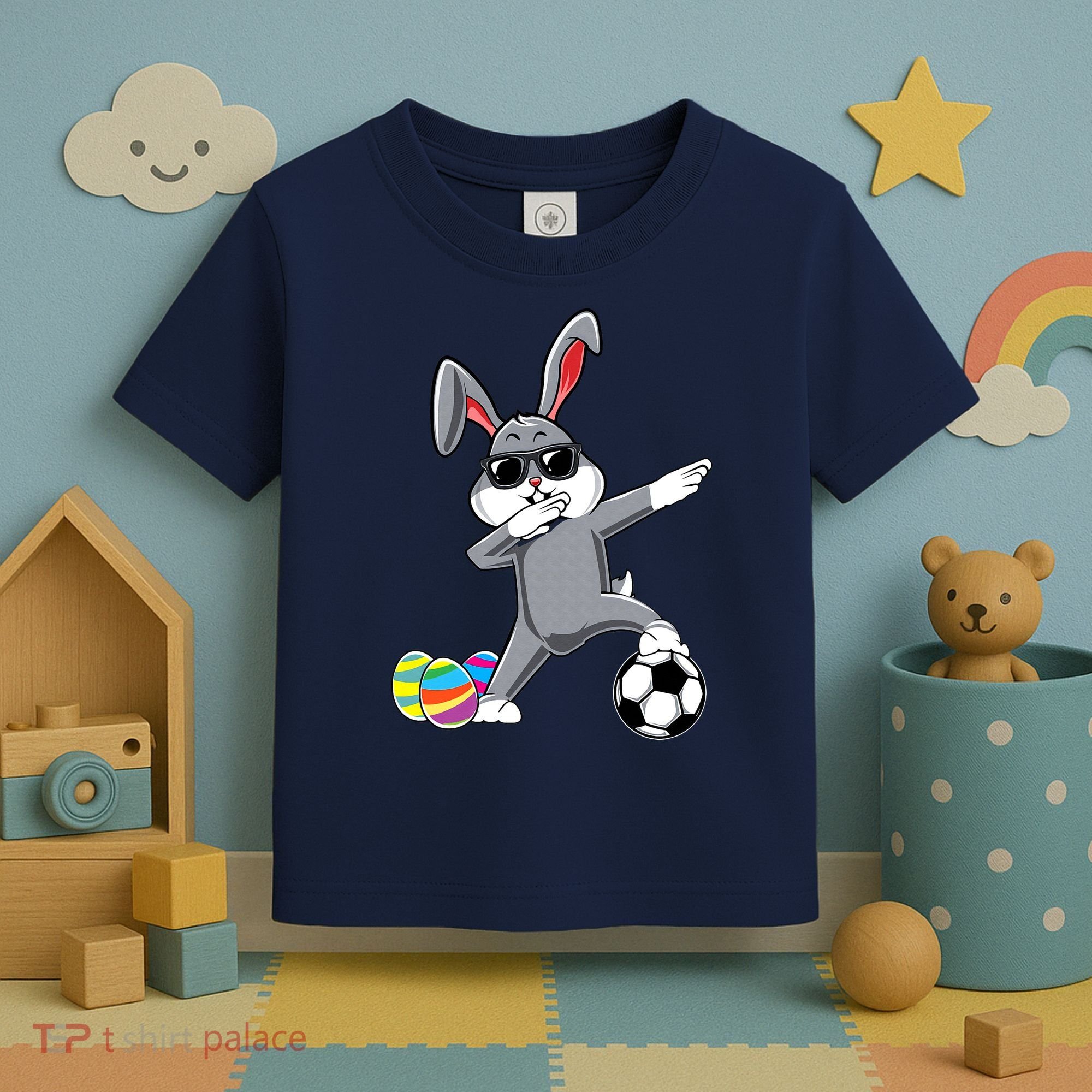 Dabbing Easter Bunny Rabbit Dab Soccer Player Toddler T-Shirt