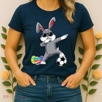 Dabbing Easter Bunny Rabbit Dab Soccer Player Women's T-Shirt thumb 2