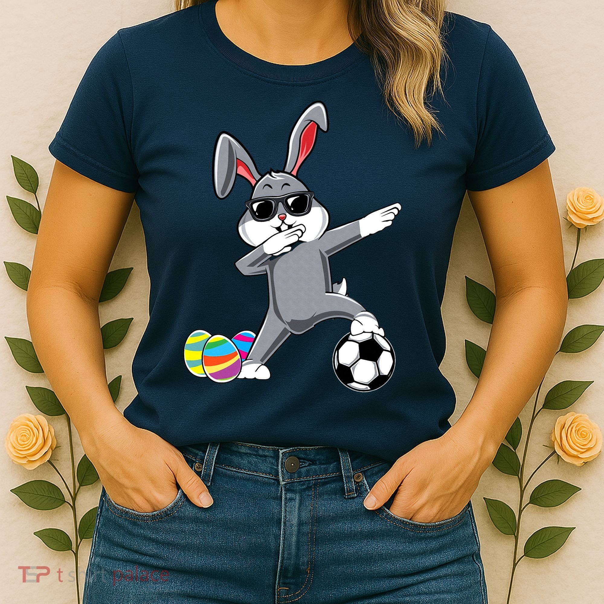 Dabbing Easter Bunny Rabbit Dab Soccer Player Women's T-Shirt