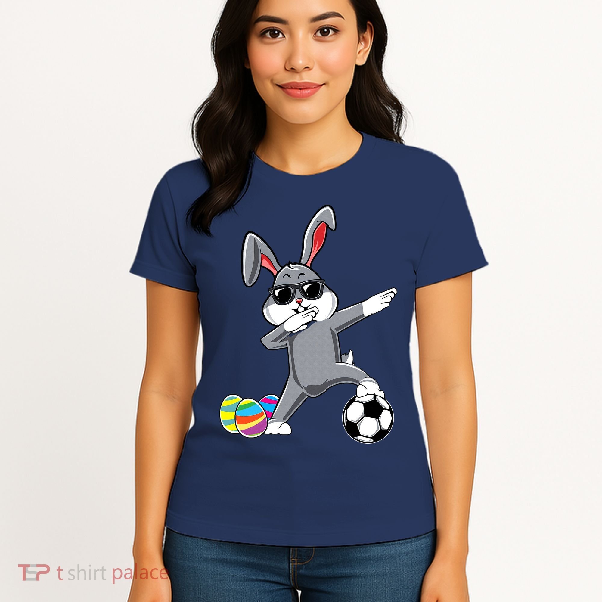 Dabbing Easter Bunny Rabbit Dab Soccer Player Women's T-Shirt