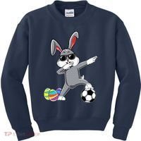 Dabbing Easter Bunny Rabbit Dab Soccer Player Kids Sweatshirt thumb 0