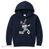 Dabbing Easter Bunny Rabbit Dab Soccer Player Kids Hoodie thumb 0