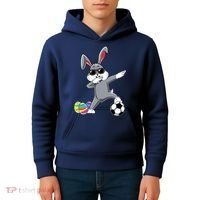 Dabbing Easter Bunny Rabbit Dab Soccer Player Kids Hoodie thumb 4