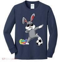 Dabbing Easter Bunny Rabbit Dab Soccer Player Kids Long Sleeve Shirt thumb 0