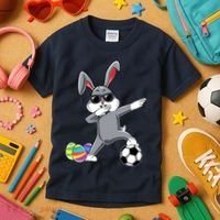 Dabbing Easter Bunny Rabbit Dab Soccer Player Kids T-Shirt thumb 3