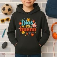 Dios Es Bueno Spanish Christian Jesus God Bible Religious Kids Hoodie thumb 2