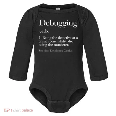 Debugging Definition Funny Coding Programming Baby Long Sleeve Bodysuit