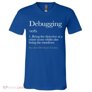 Debugging Definition Funny Coding Programming V-Neck T-Shirt