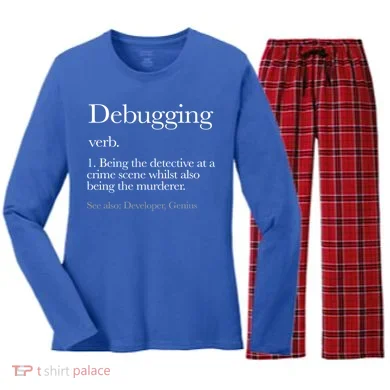 Debugging Definition Funny Coding Programming Women's Long Sleeve Flannel Pajama Set