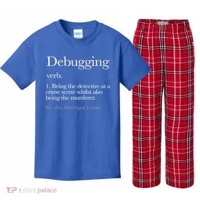 Debugging Definition Funny Coding Programming Kids Plaid Pajama Set
