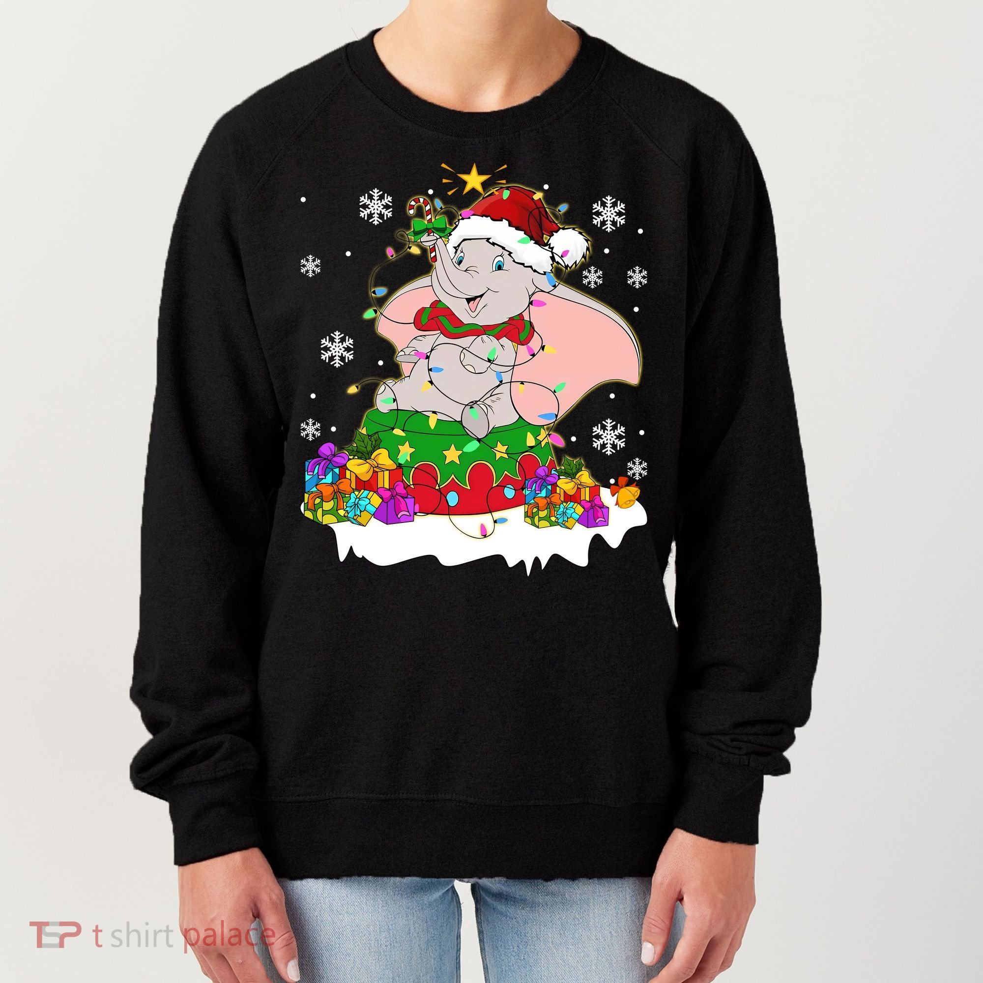 Dumbo Elephant Christmas Light Cute Dumbo Flying Elephant Christmas Women's Sweatshirt