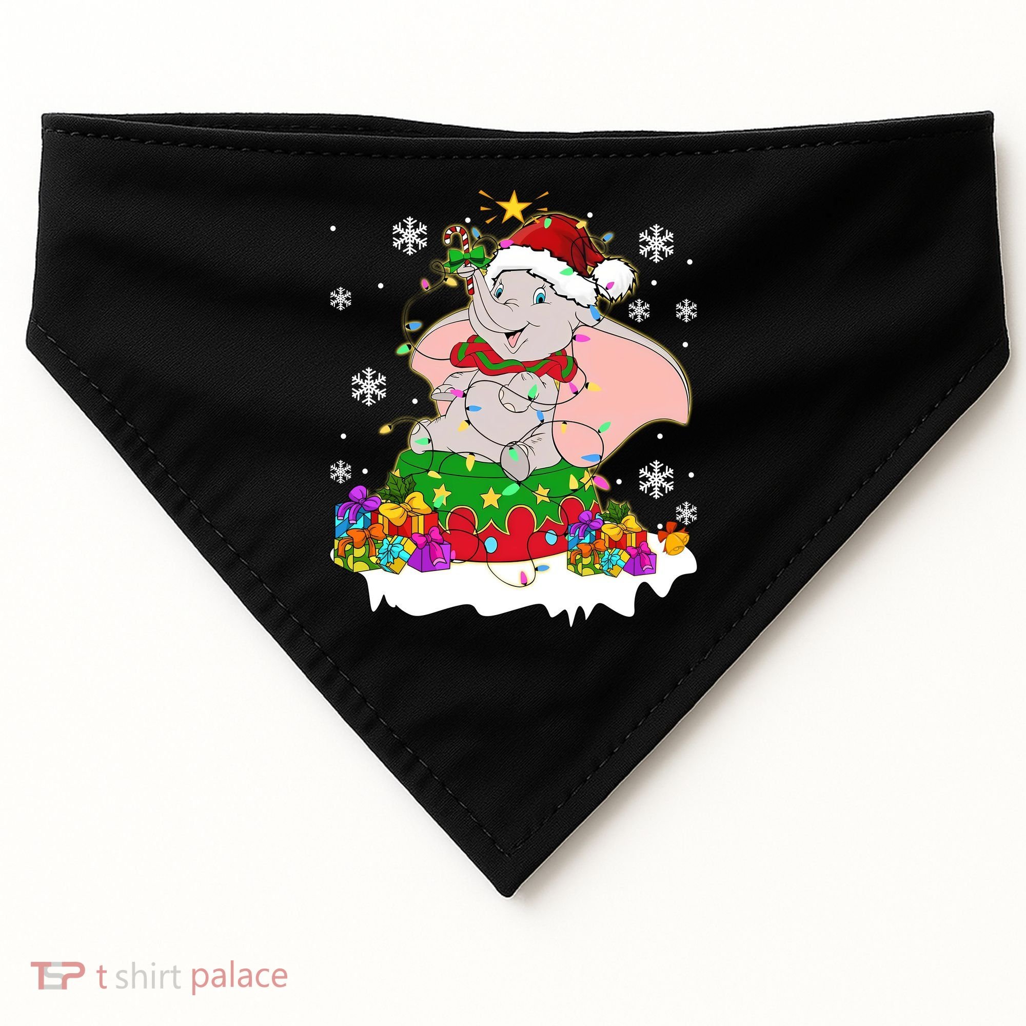 Dumbo Elephant Christmas Light Cute Dumbo Flying Elephant Christmas USA-Made Doggie Bandana