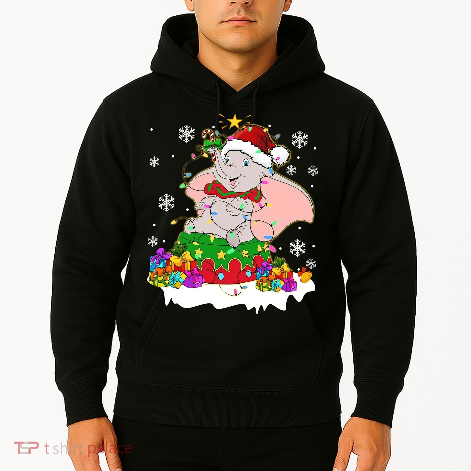 Dumbo Elephant Christmas Light Cute Dumbo Flying Elephant Christmas Hoodie